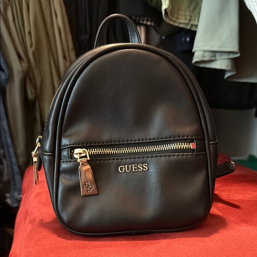 Guess Black Leather Mini Backpack